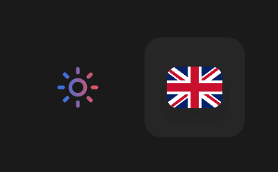 App theme button showing the sun icon next to the language flag